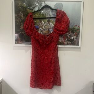 Realisation Par Red Squiggle Off Shoulder Dress